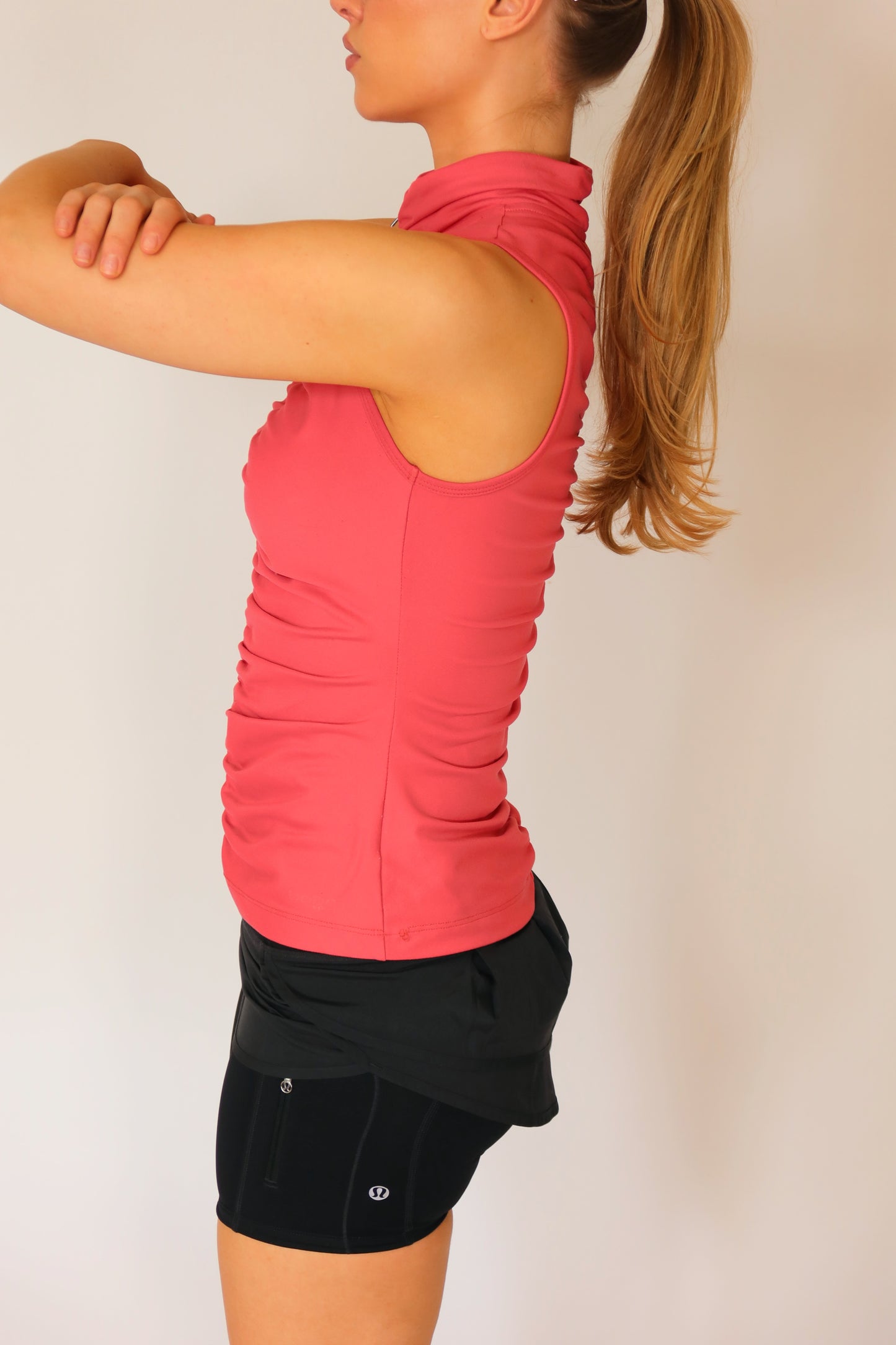 bebe sport ruched zip tank top