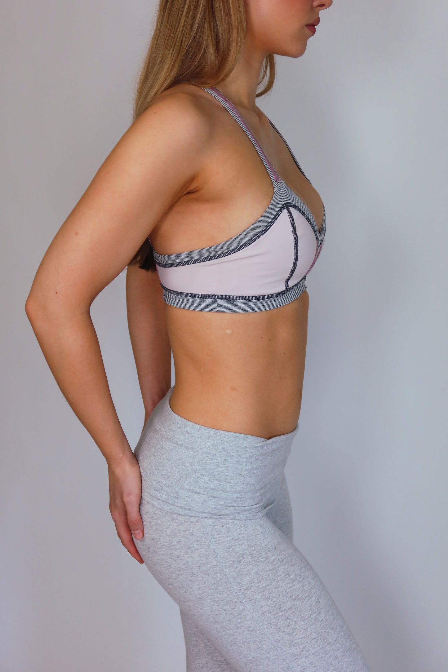 lululemon pink & grey sports bra