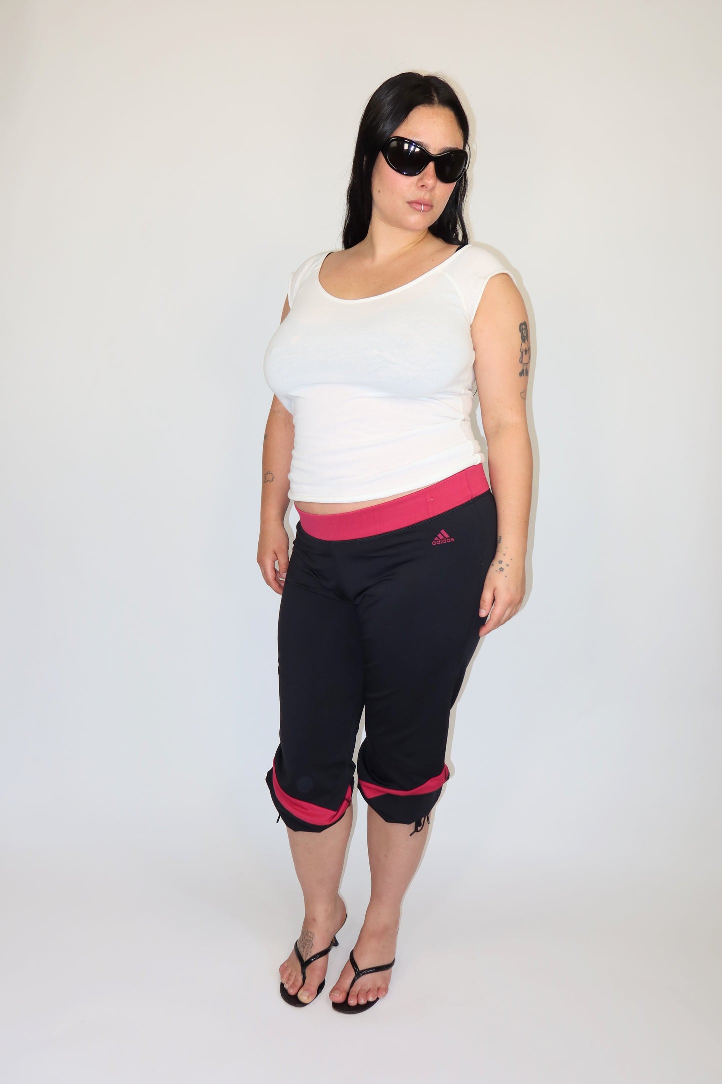 adidas pink and grey capri