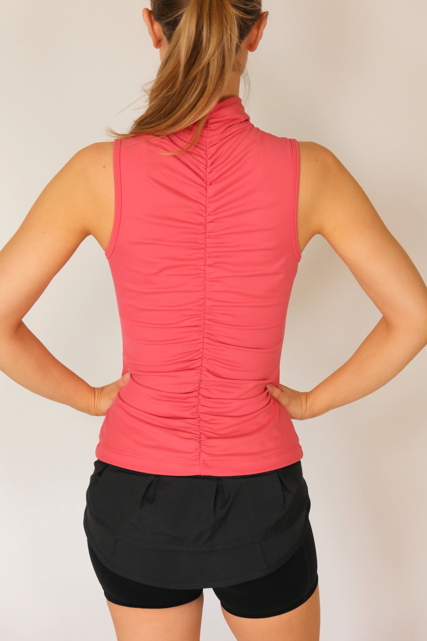 bebe sport ruched zip tank top