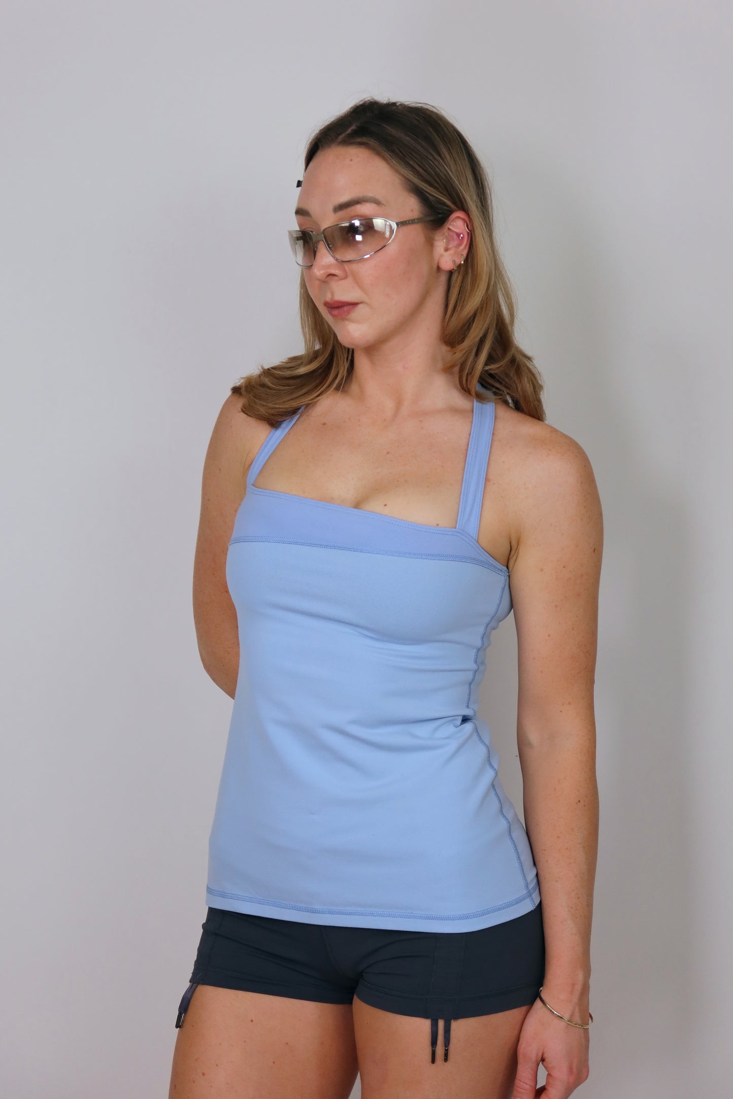 lululemon cross-back light blue top