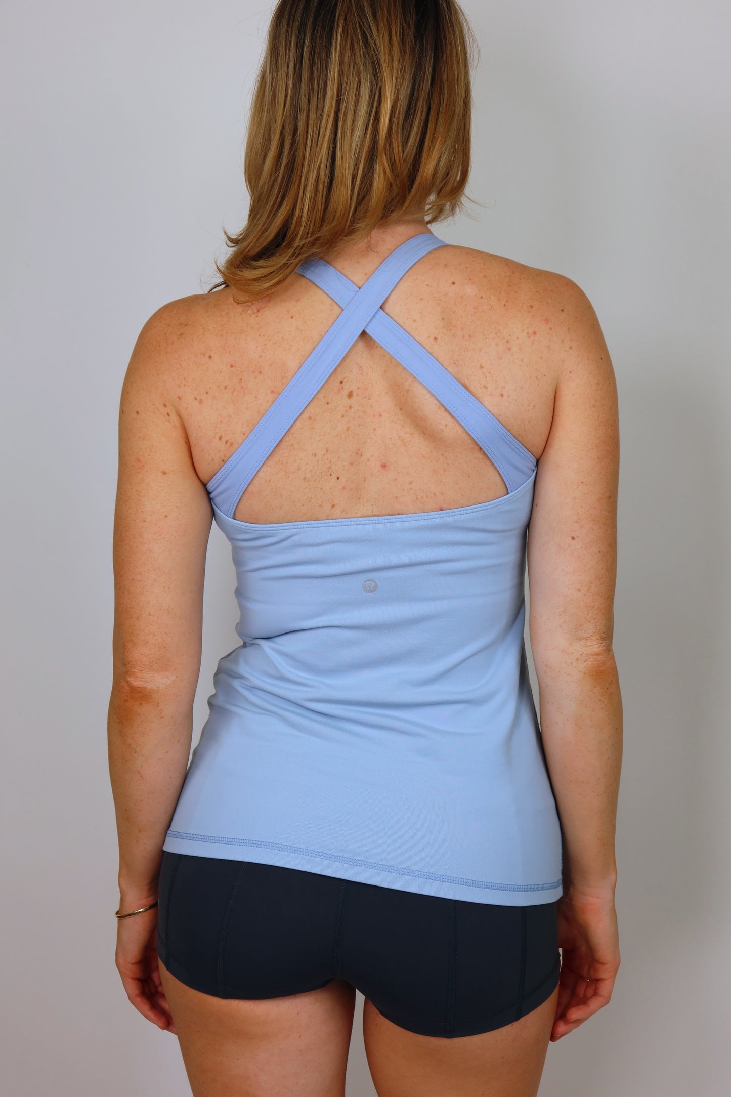 lululemon cross-back light blue top