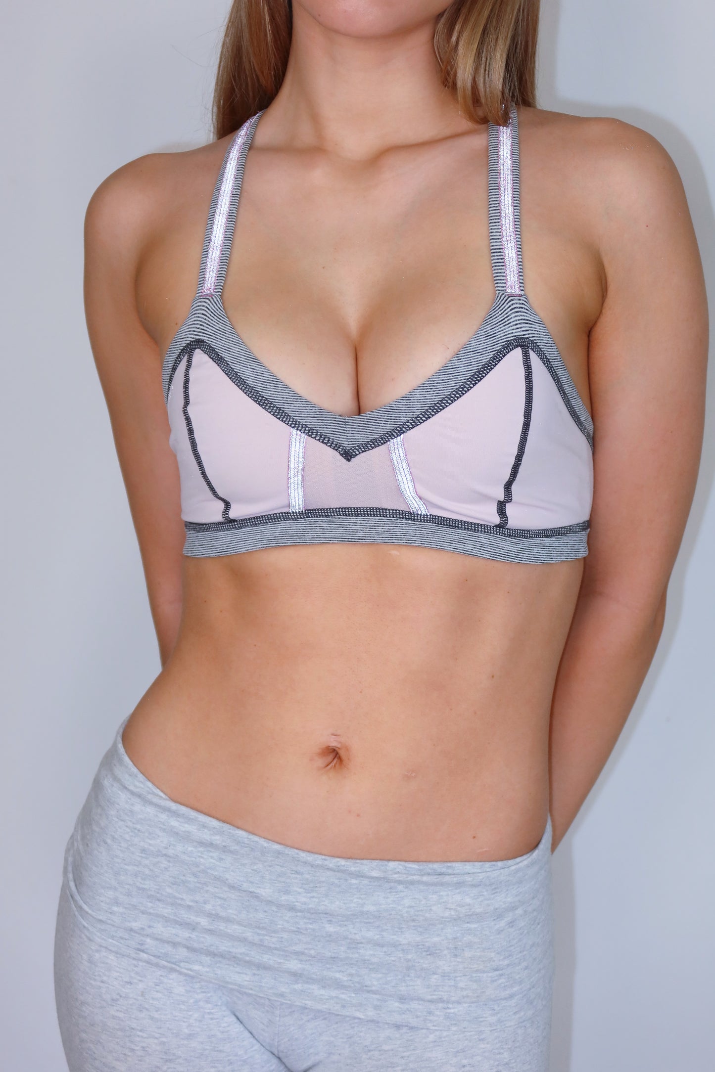 lululemon pink & grey sports bra