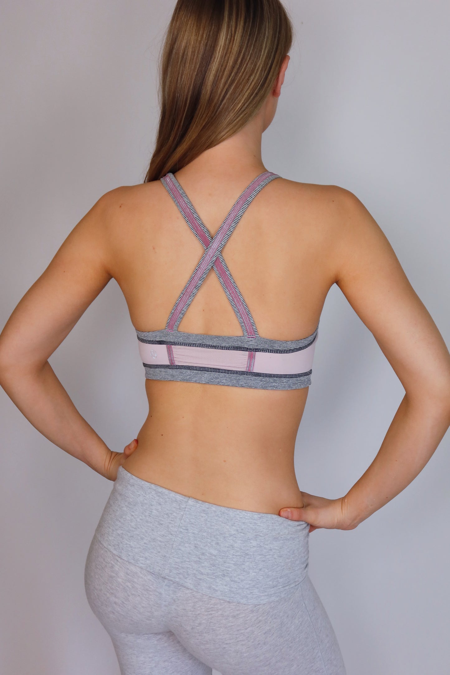 lululemon pink & grey sports bra