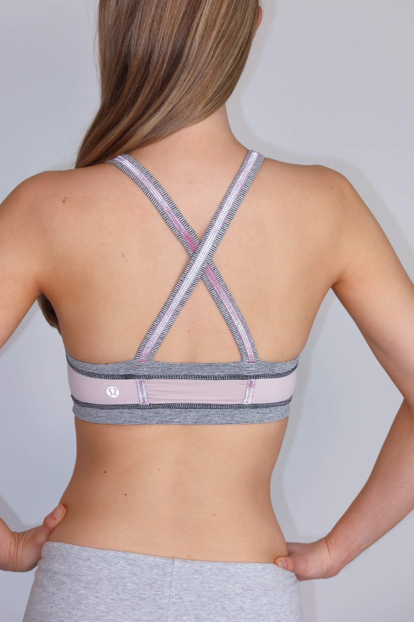lululemon pink & grey sports bra