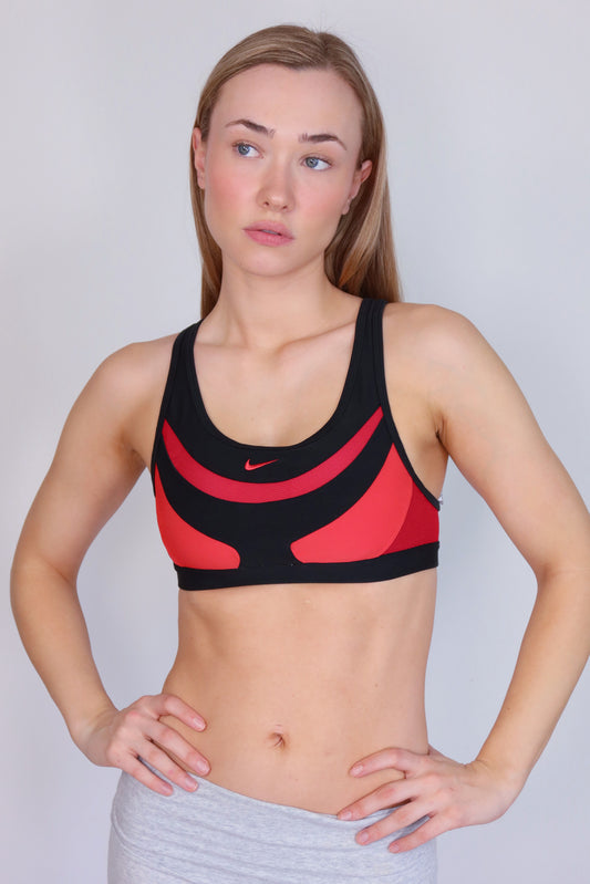 nike red and black sports bra