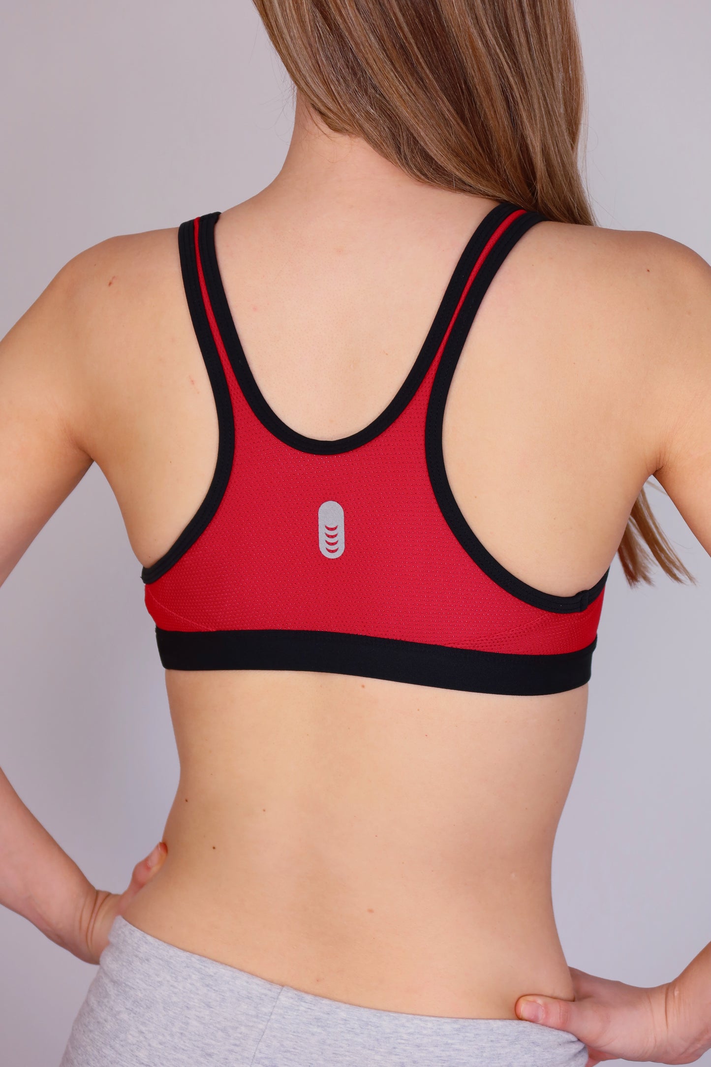 nike red and black sports bra