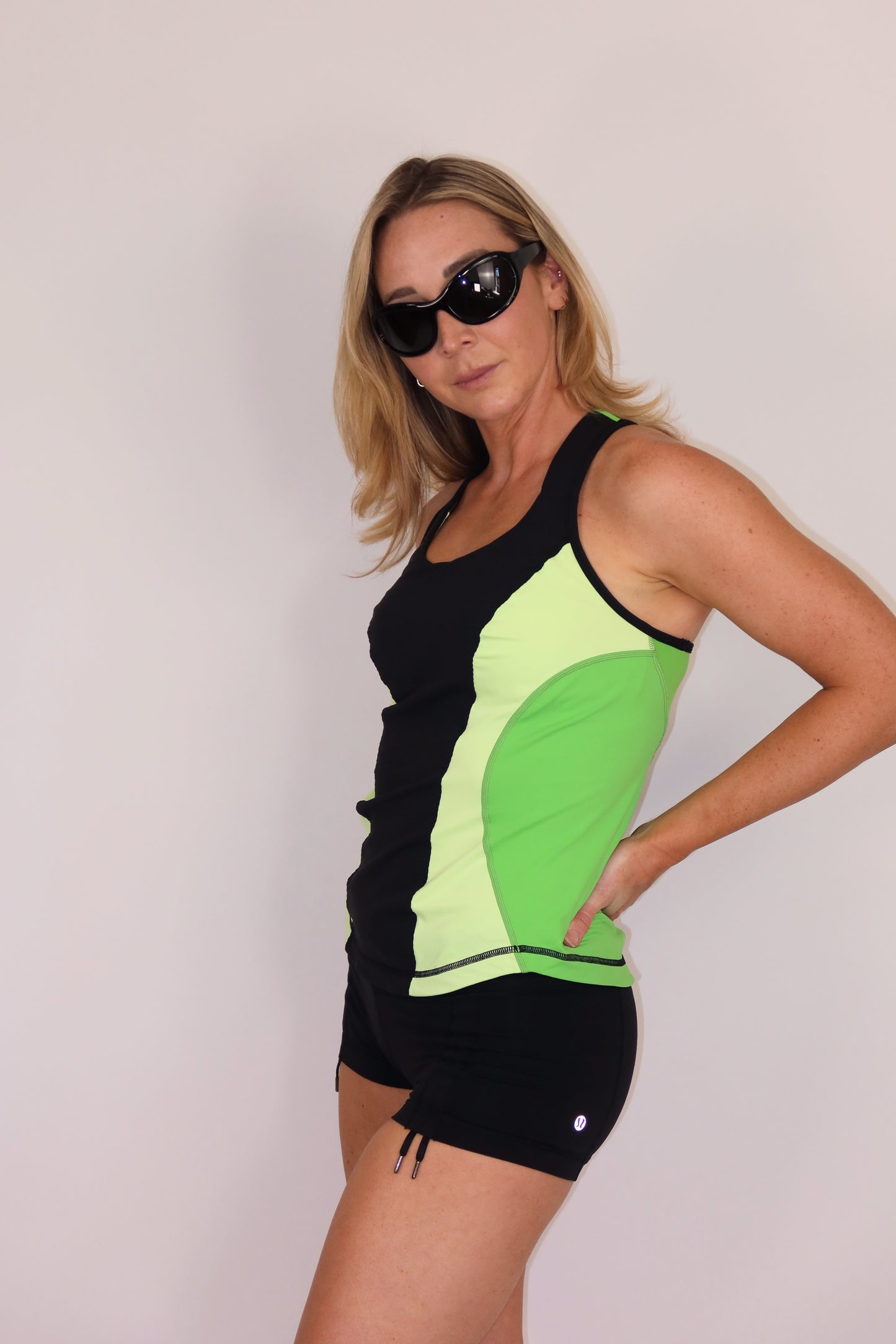 lululemon black and green top