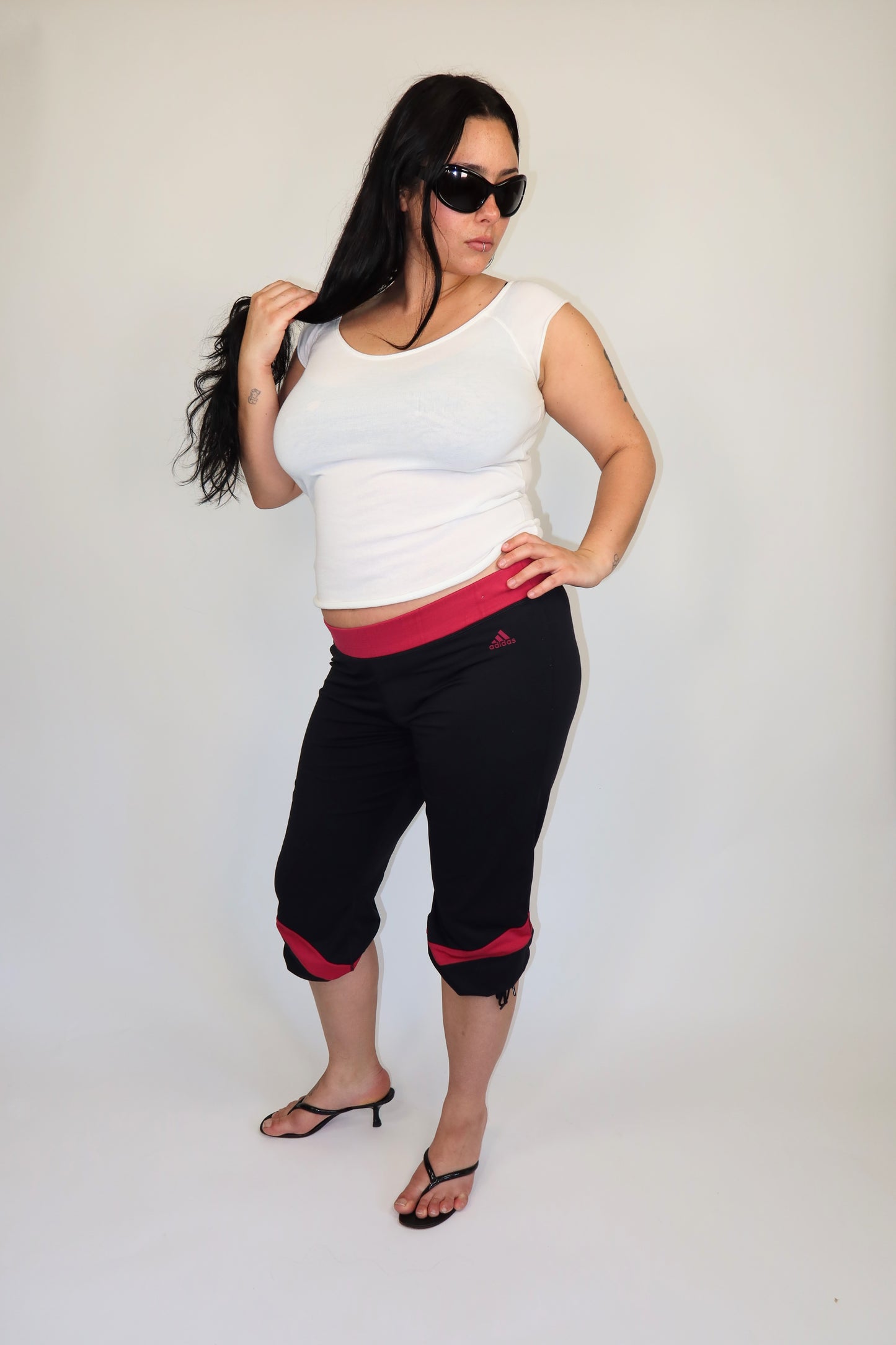 adidas pink and grey capri