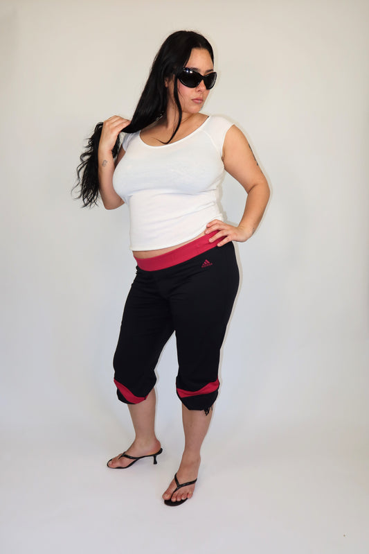 adidas pink and grey capri