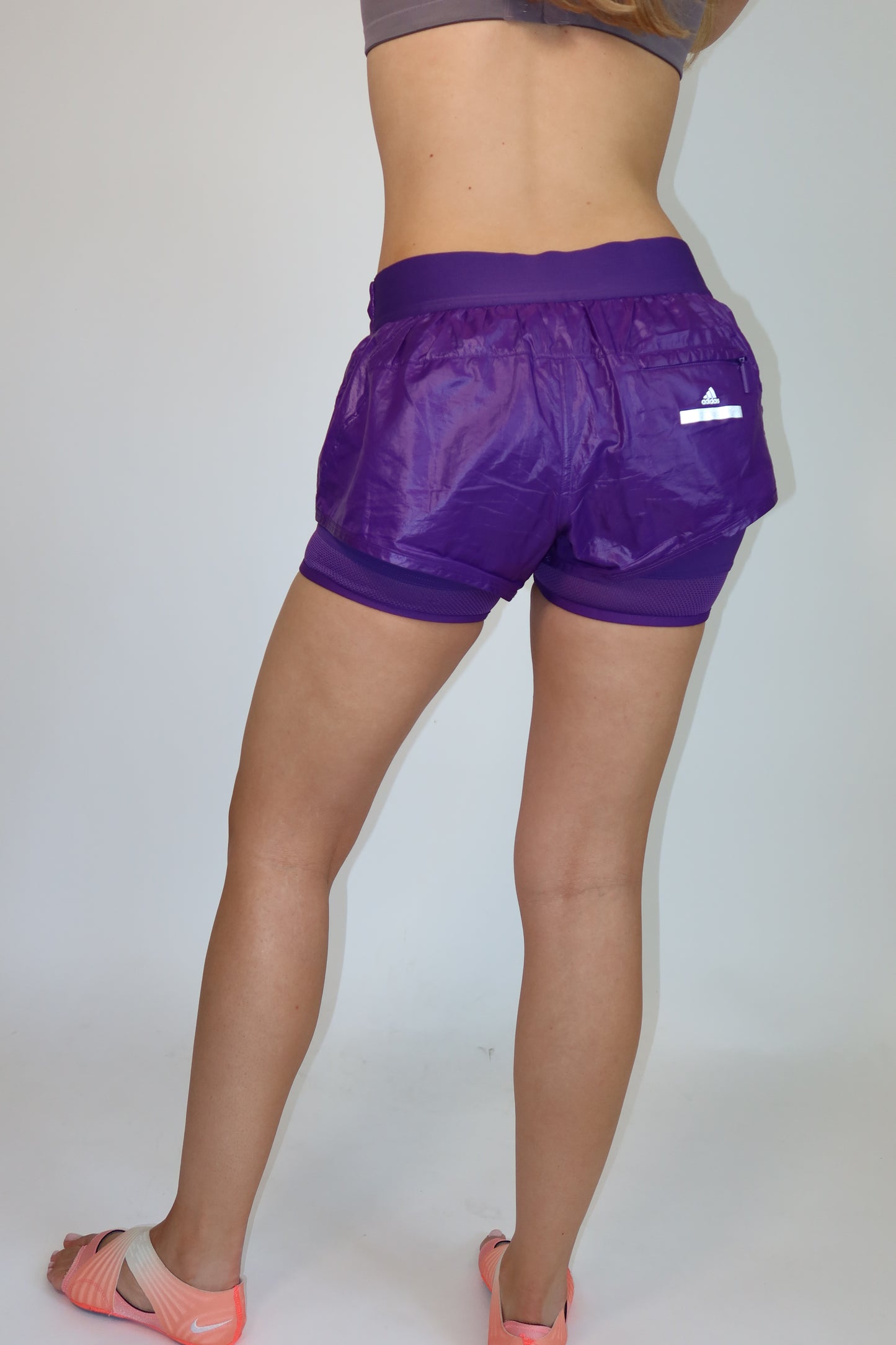 adidas stella mccartney purple shorts