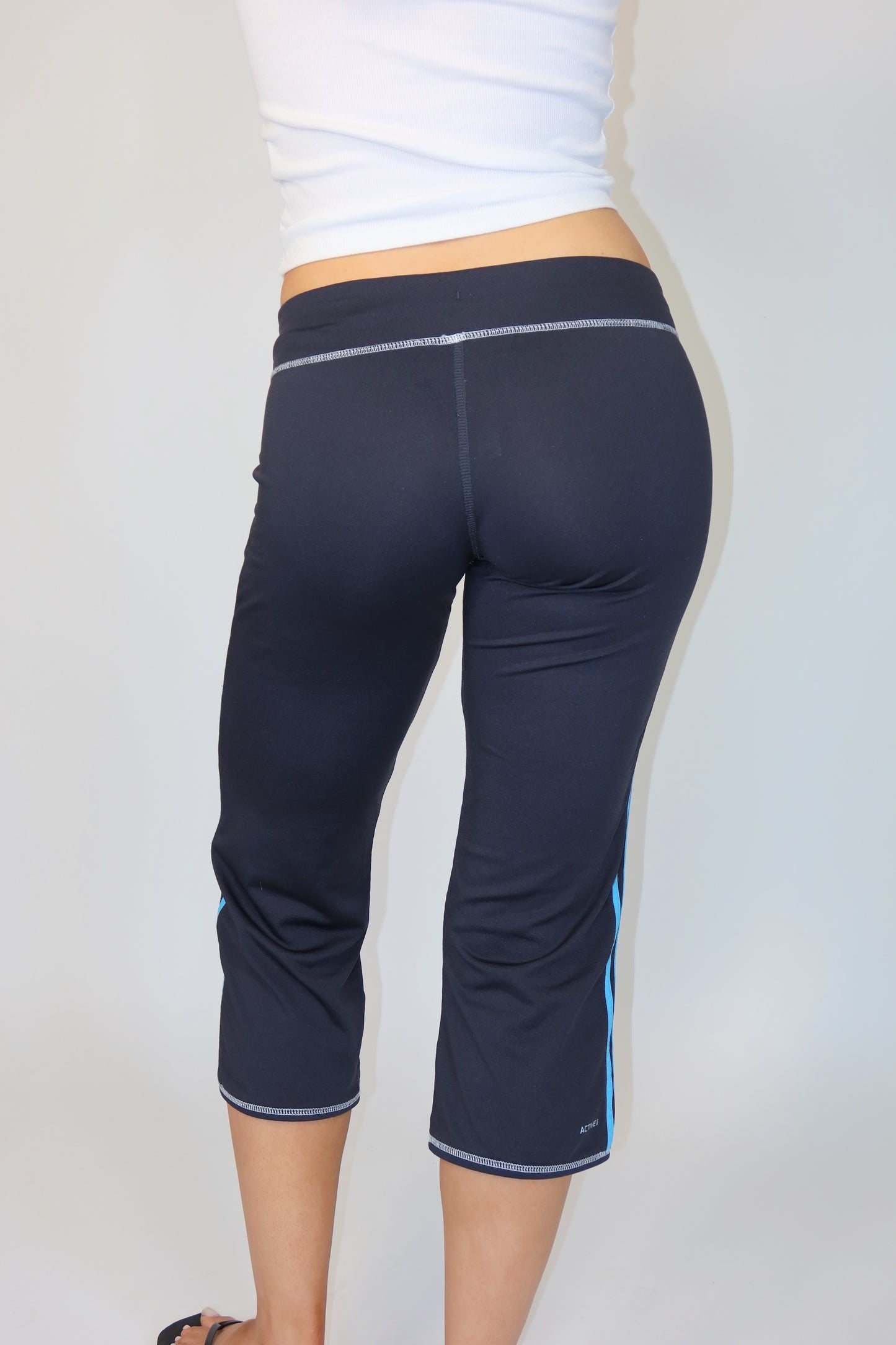 adidas blue and black capri