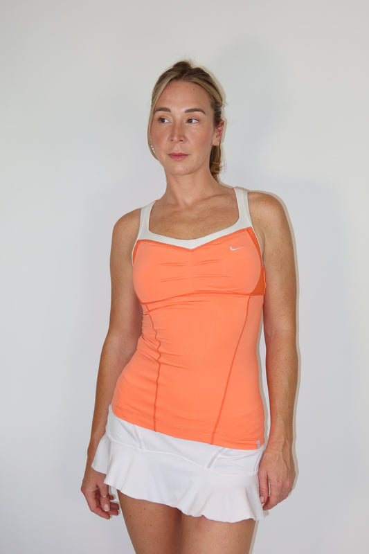 nike orange & white top