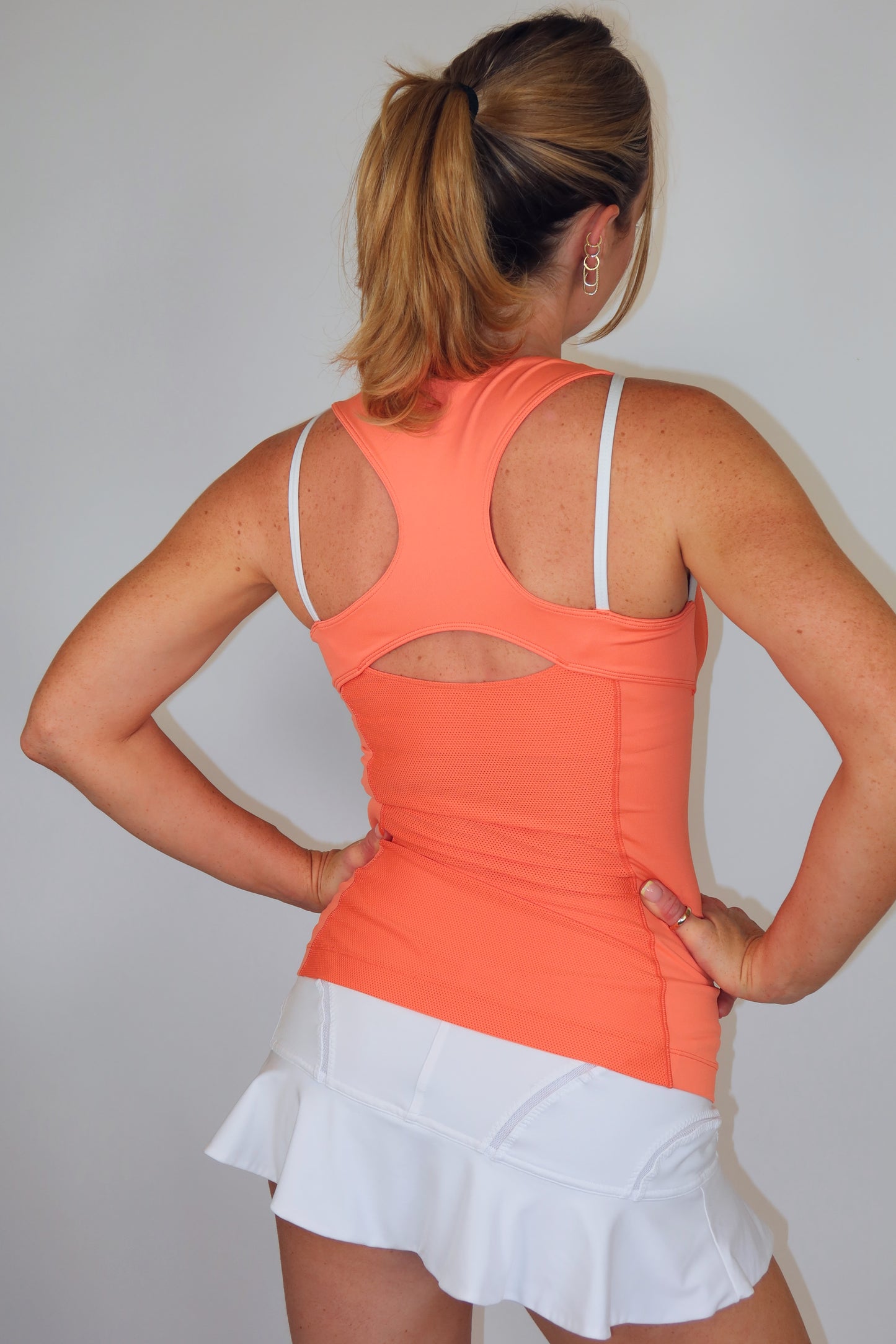 nike orange & white top