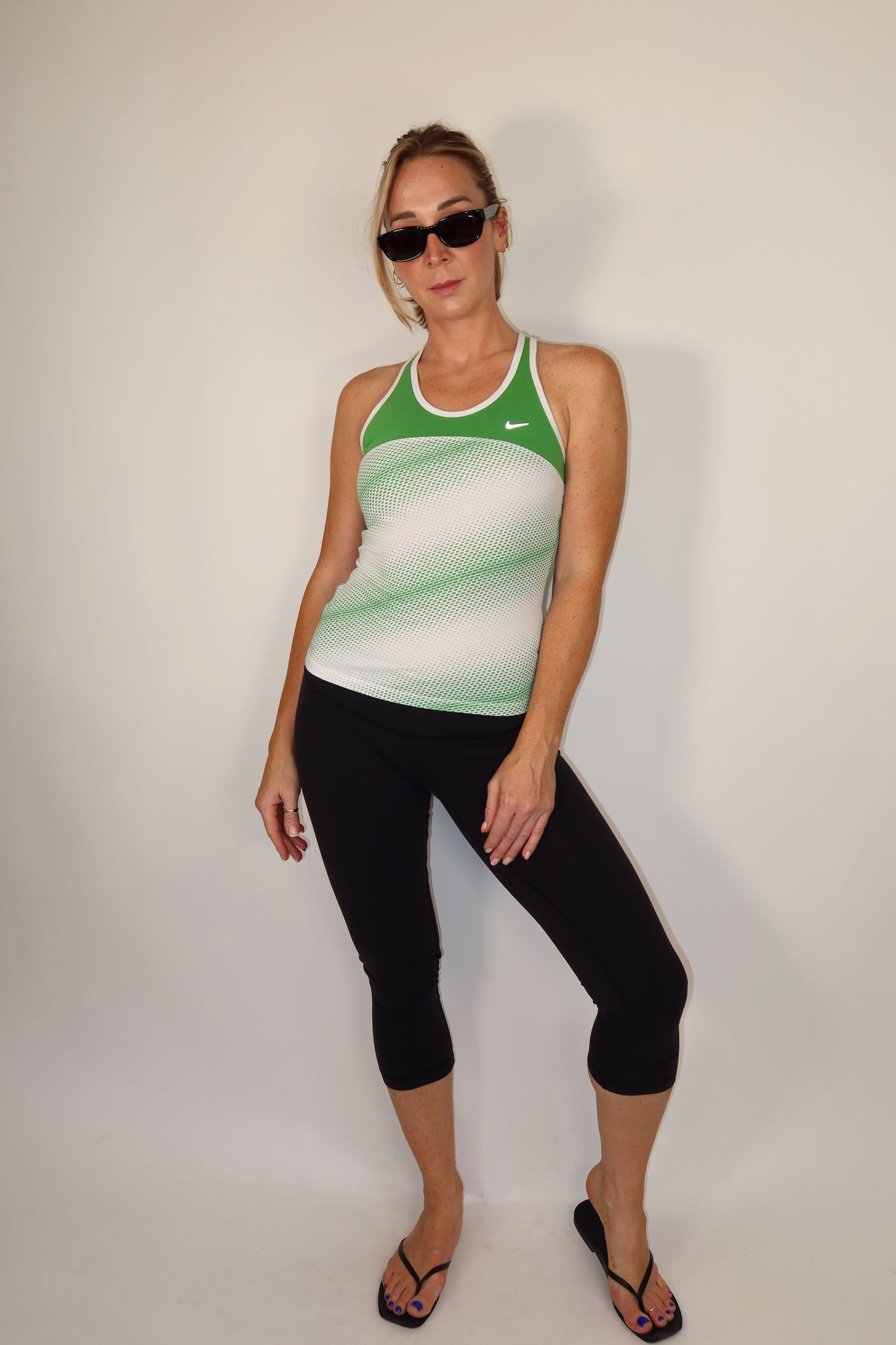 nike green and white top